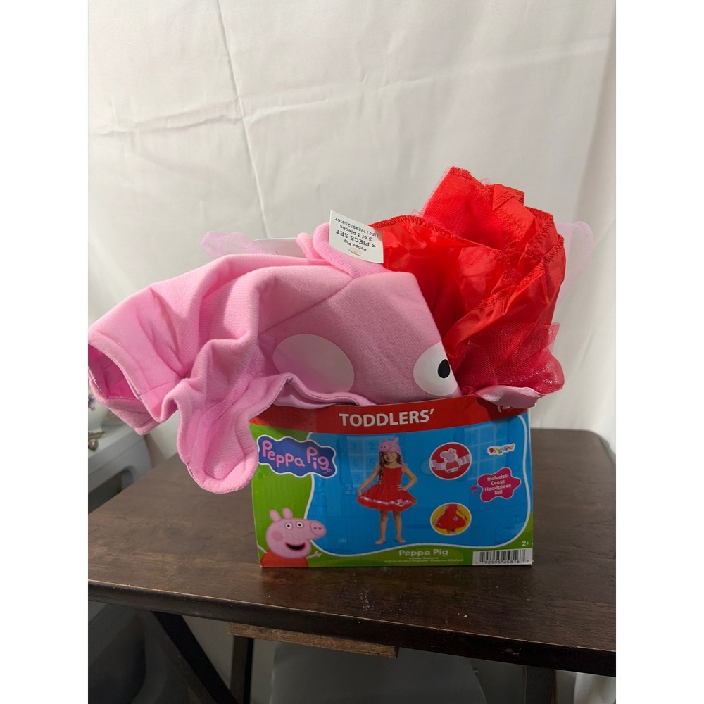 Disguise Peppa Pig Costume Toddler 2T Red New 3 Piece Set Dress Headpiece Tail